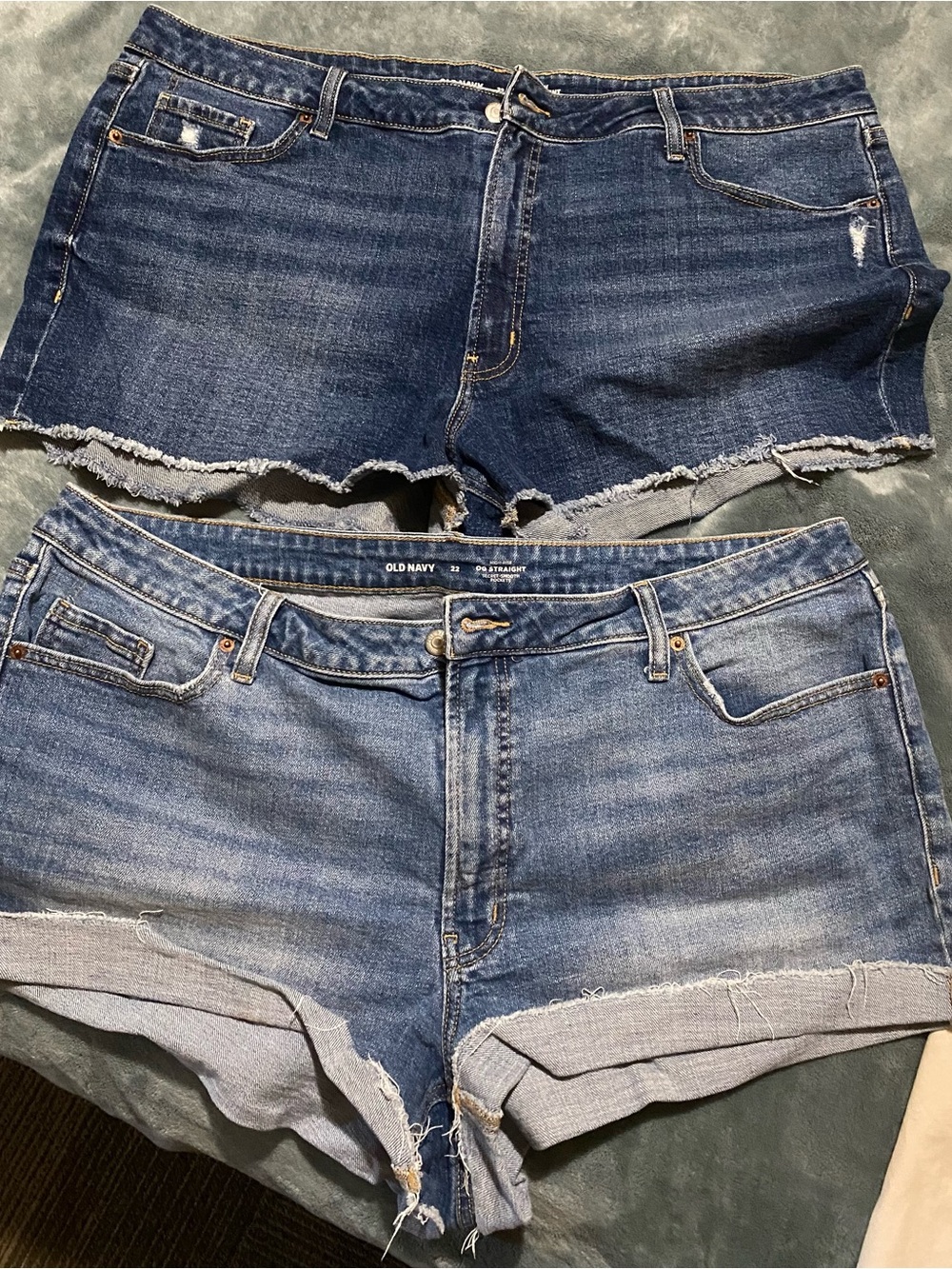 2 pair Old Navy plus Size 22 Women's Blue Denim raw hem Shorts